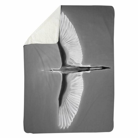 BEGIN HOME DECOR 60 x 80 in. Great Blue Heron In Flight-Bird-Sherpa Fleece Blanket 5545-6080-AN445